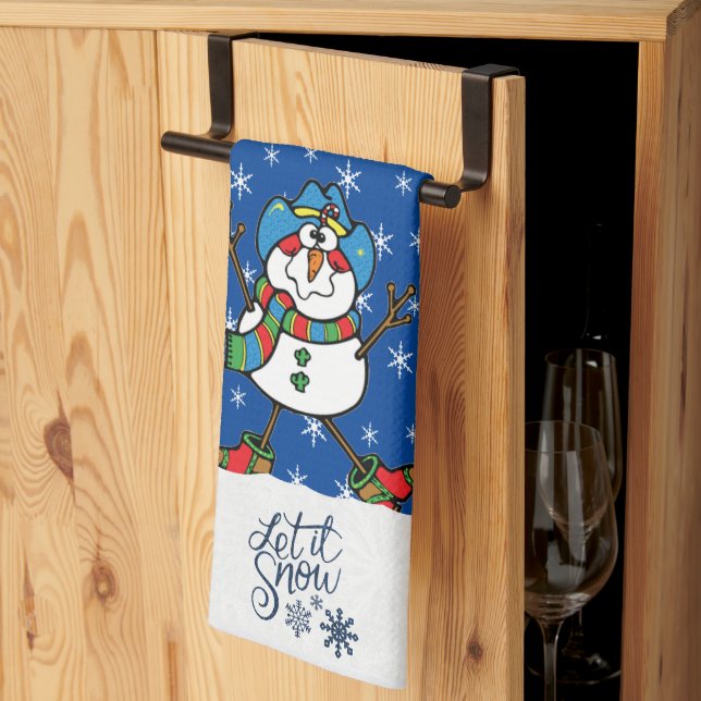 Western Cowboy Snowman Weihnachten Geschirrtuch (Drittel gefaltet)