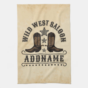 Western-Cowboy-Stiefel ADD NAME Sheriff Sporen Sal Geschirrtuch