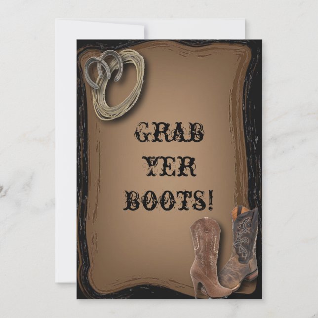 Western Cowboy Stiefel Hochzeit Einladung (Vorderseite)