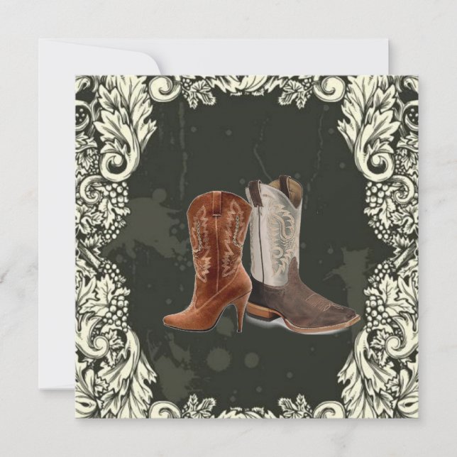 Western Cowboy Stiefel Hochzeit Einladung (Vorderseite)