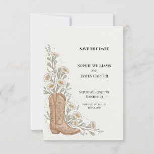 Western Cowboy Stiefel Hochzeit Terminankündigung Save The Date