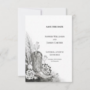 Western Cowboy Stiefel Kaktus Hochzeit Save the Da Date