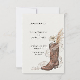 Western Cowboy Stiefel Pampas Hochzeit Termin merk Save The Date