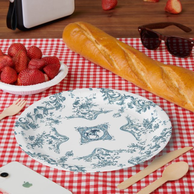 Western Cowboy Toile de Jouy Bandana Designpferd Pappteller (Picknick)