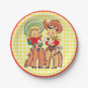 Western-Cowboy und Cowgirl-KinderParty Pappteller
