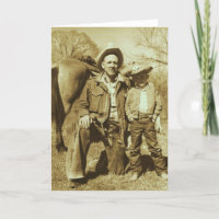 Western Cowboy Vater Son Vintage Fotokarte