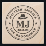 Western Cowboy Vintag Monogram Trauzeuge Trauzeuge Steinuntersetzer<br><div class="desc">Personalisierte Geschenke für Trauzeugen und Trauzeuge mit Western Cowboy Thema. Dekoriert mit Cowboyhut mit Vintagem Western Schriftart. Text und Farbe können mit dem Design-Tool bearbeitet werden,  um Ihren Bedürfnissen gerecht zu werden. Holen Sie sich dieses individuelles Geschenk für Hochzeiten,  Bachelor-Party,  Verlobungsfeier oder andere besondere Anlässe.</div>