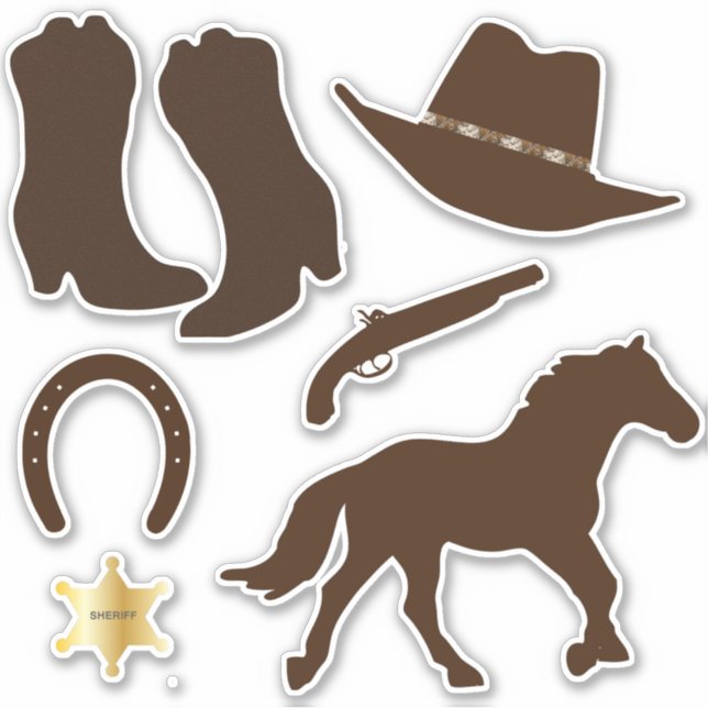Western Cowboy Vinyl 8" Aufkleber (Vorderseite)