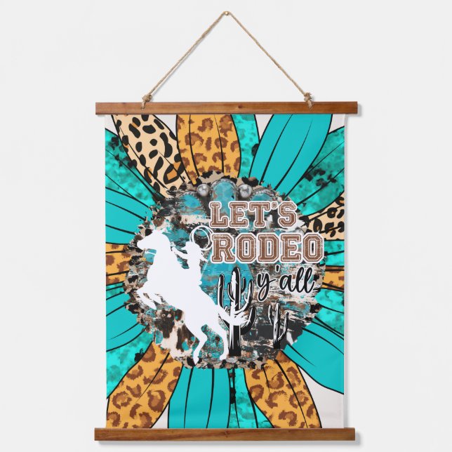 Western Cowboy Wall Art Wandteppich Mit Holzrahmen (Vorderseite)