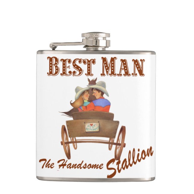 Western Cowboy Wedding Flask Trauzeugen Geschenk Flachmann (Vorderseite)