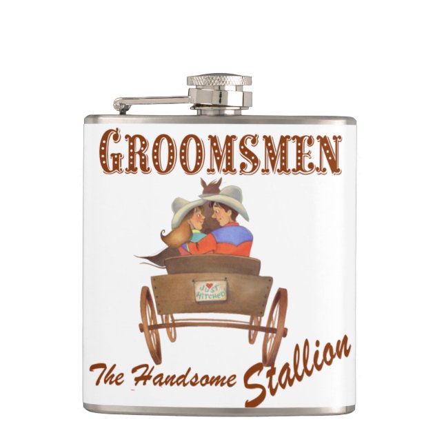 Western Cowboy Wedding Flask Trauzeugen Geschenk Flachmann (Vorderseite)