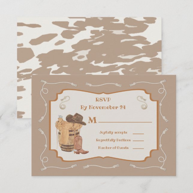 Western Cowboy Wedding RSVP Antwortkarten (Vorne/Hinten)