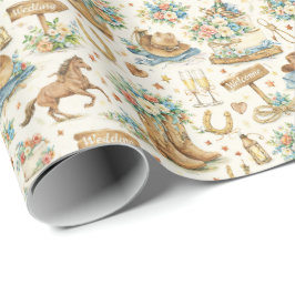 Western Cowboy Wedding Watercolor Pattern Geschenkpapier