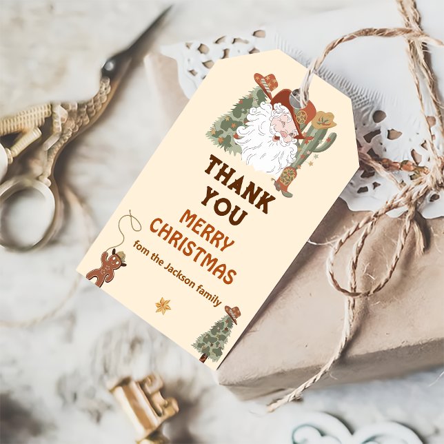 Western Cowboy Weihnachts-Party Dankeschön Sie für Geschenkanhänger (Von Creator hochgeladen)