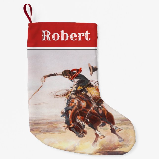 Western-Cowboy-wildes sträubendes Westpferd 2 Kleiner Weihnachtsstrumpf (Vorderseite)