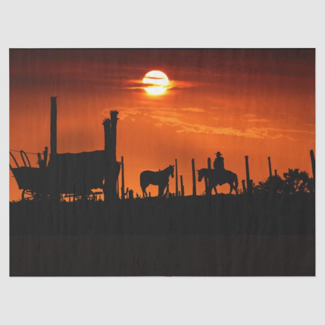 Western Cowboy Wüste Sonnenuntergang 14 Decoupage Seidenpapier (Vorderseite)