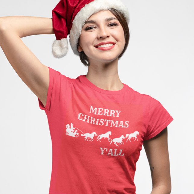 Western Cowboy Y'all Frohe Weihnachten T-Shirt (Von Creator hochgeladen)