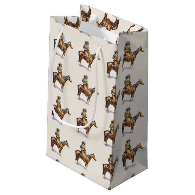 Western Cowboys Geschenktasche Kleine Geschenktüte (Rückseite Schrägansicht)