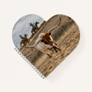 Western Cowboys mit Longhorn-Rindern Notizbuch