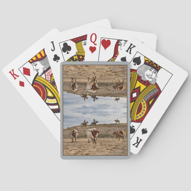 Western Cowboys with Longhorn Cattle Mirror Spielkarten (Rückseite)