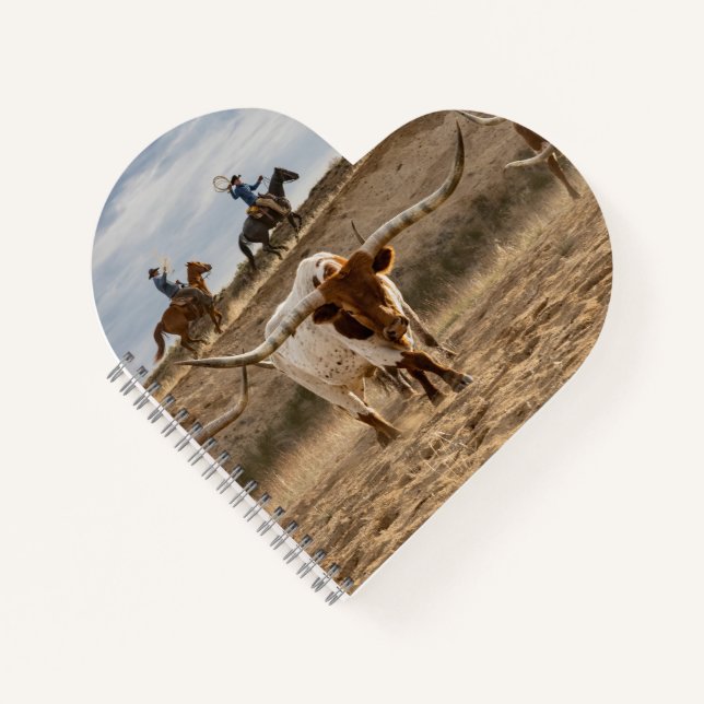 Western Cowboys with Longhorn Cattle Notizbuch (Vorderseite)