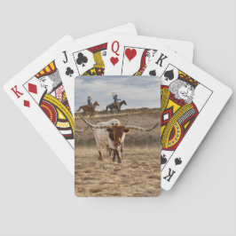Western Cowboys with Longhorn Cattle Spielkarten