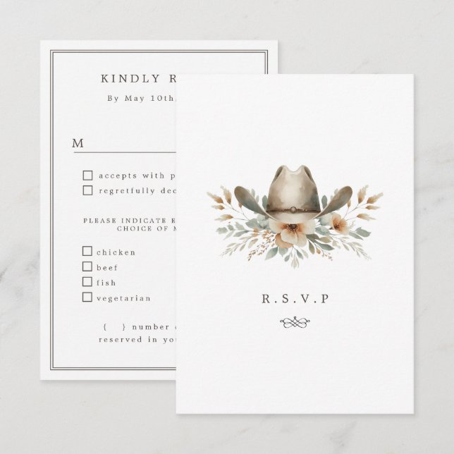 Western Cowboyspeisen UAWG RSVP Karte (Vorne/Hinten)