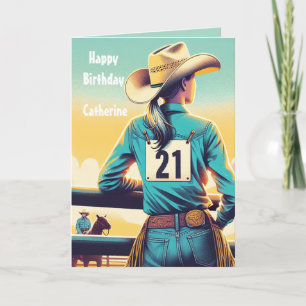 Western Cowgirl 21. Geburtstag Rodeo Custom Karte