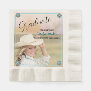 Western Cowgirl Abschluss Foto Paper Napkin Serviette