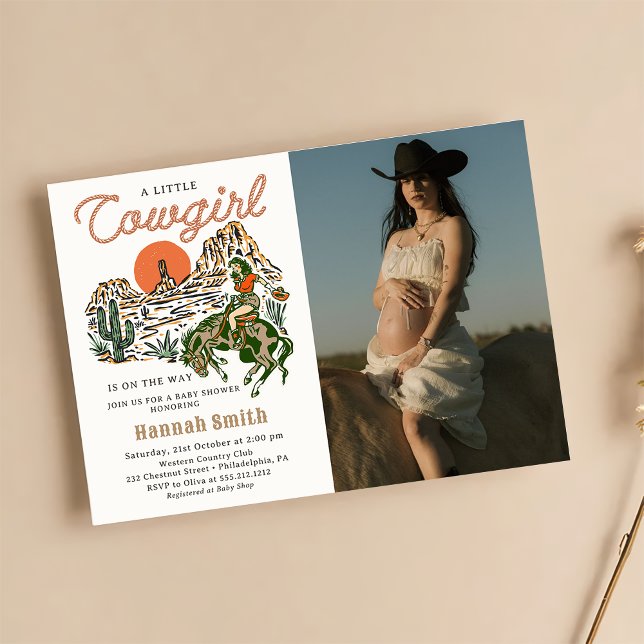 Western Cowgirl Baby Dusche Foto Einladung (Von Creator hochgeladen)