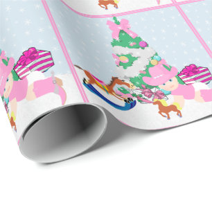 Western-Cowgirl-Baby-Weihnachtsbaum-Szene Geschenkpapier