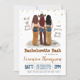 Western Cowgirl Bachelorette Brautparty Einladung