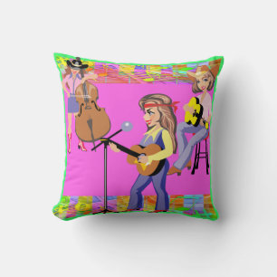 Western Cowgirl Band Singer und Gitarren Kissen