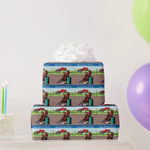 Western Cowgirl Barrel Racing Personalisiert Geschenkpapier