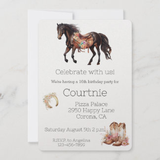 Western Cowgirl Birthday Einladung