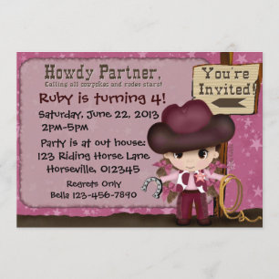 Western Cowgirl Birthday Invest Einladung