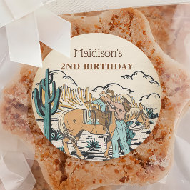 Western Cowgirl Birthday Party Runder Aufkleber