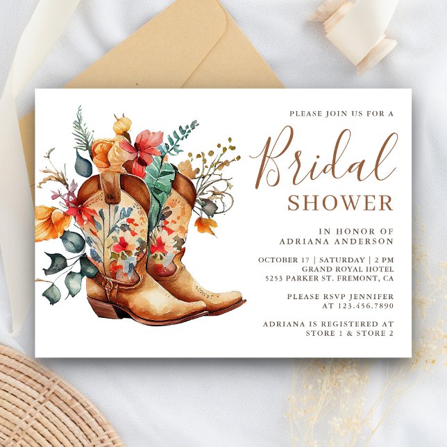 Western Cowgirl Blumenstiefel Brautparty Einladung (Von Creator hochgeladen)