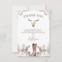 Western Cowgirl Boot Carte de remerciements d'anni
