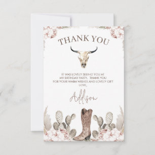 Western Cowgirl Boot Carte de remerciements d'anni