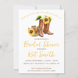 Western Cowgirl Boots and Sunflowers Brautparty Einladung