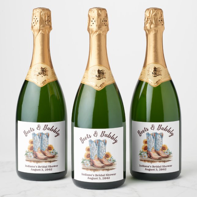 Western Cowgirl Boots & Bubbly Shower (Flaschen)