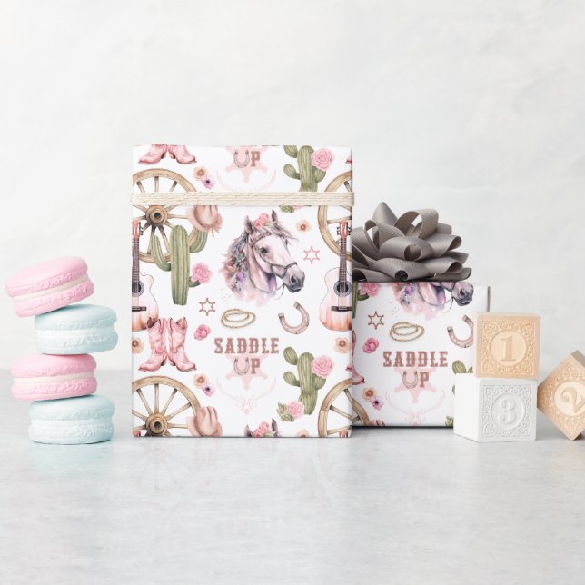 Western Cowgirl Boots & Horse Gift Wrap Geschenkpapier (Babyparty)