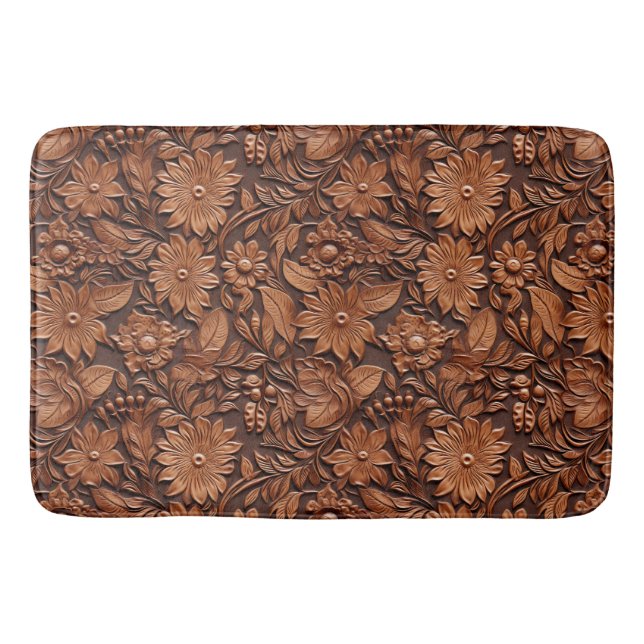 Western Cowgirl Brown Blume Badematte (Vorderseite)