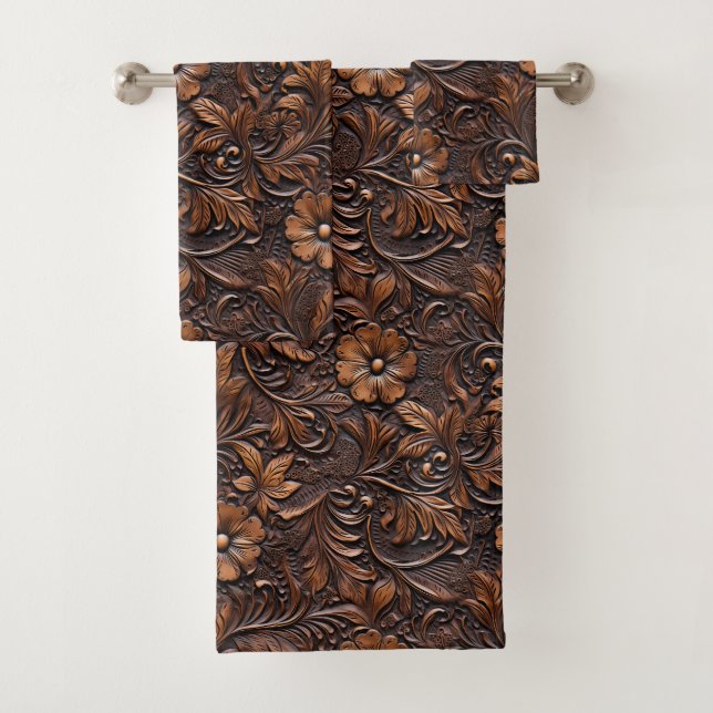 Western Cowgirl Brown Blume Badhandtuch Set (Insitu)