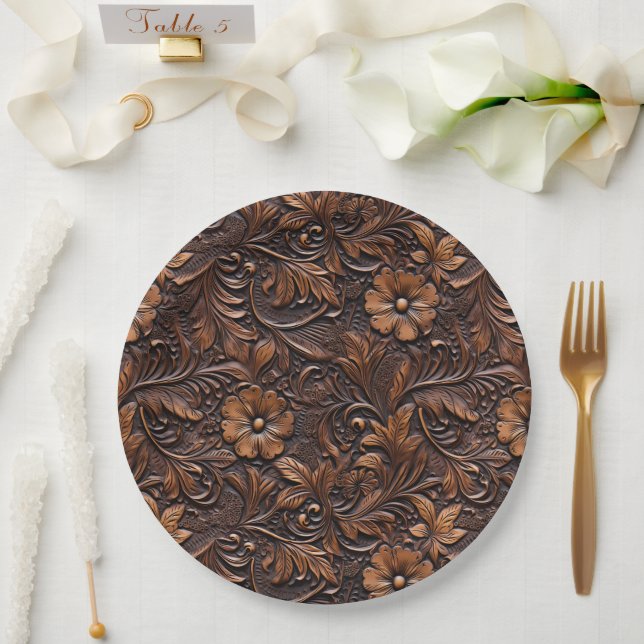 Western Cowgirl Brown Blume Pappteller (Hochzeit)