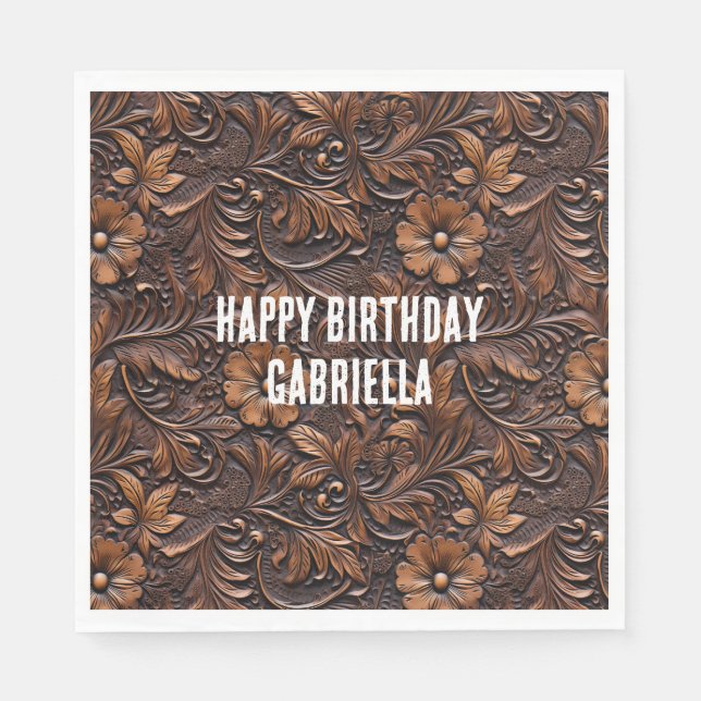 Western Cowgirl Brown Blume Serviette (Vorderseite)