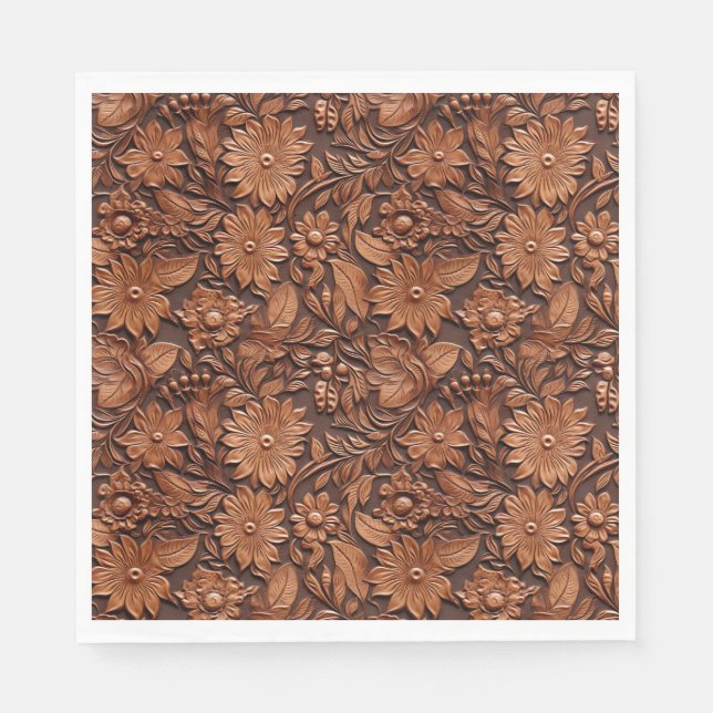 Western Cowgirl Brown Floral Serviette (Vorderseite)