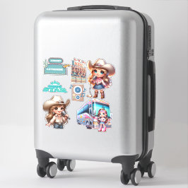 Western Cowgirl Country Music Star Custom Aufkleber