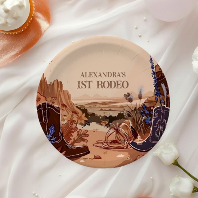 Western Cowgirl Cowboy First Birthday Pappteller (Von Creator hochgeladen)